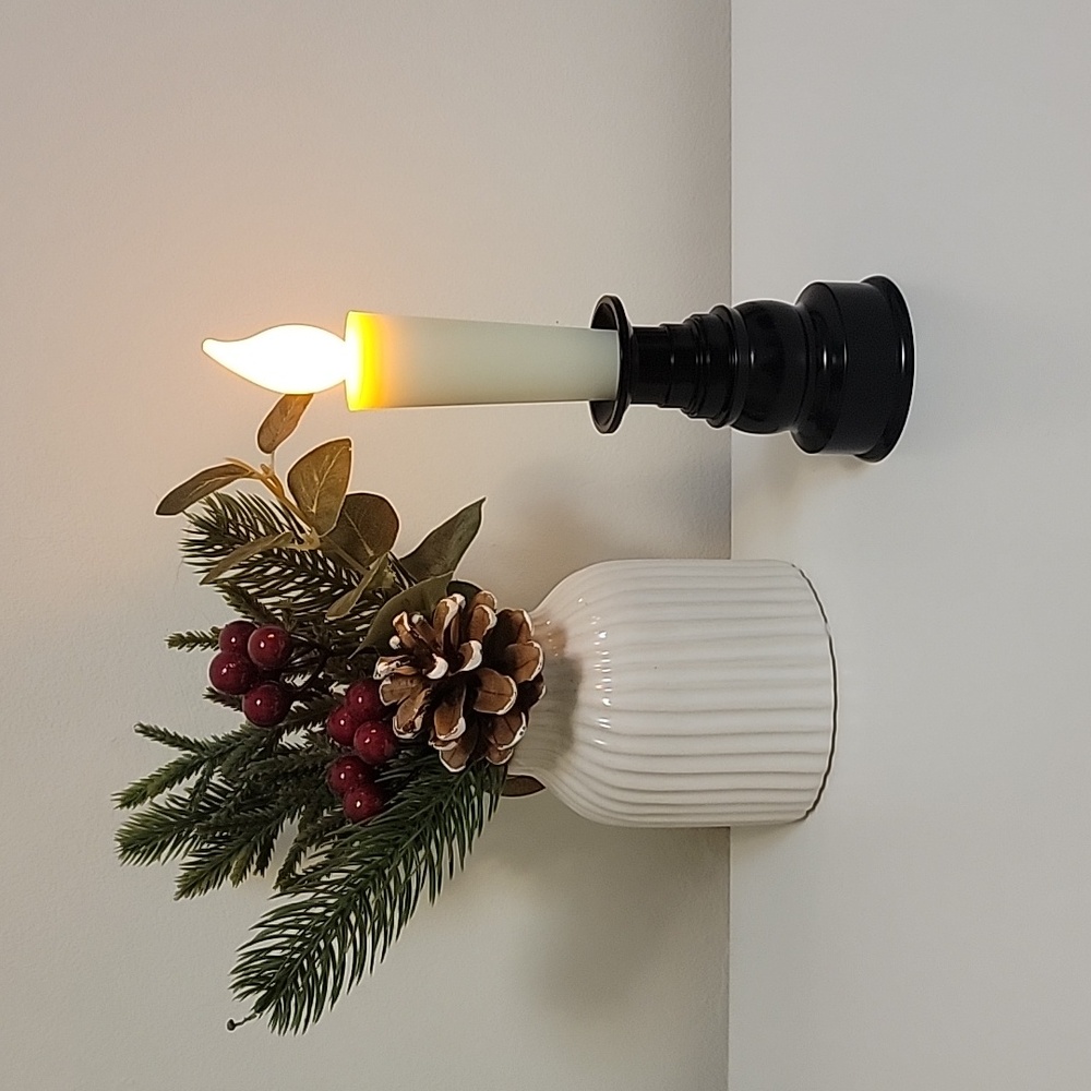 Decorative Flameless Candle, Smoke/Flame Free, Length 8"